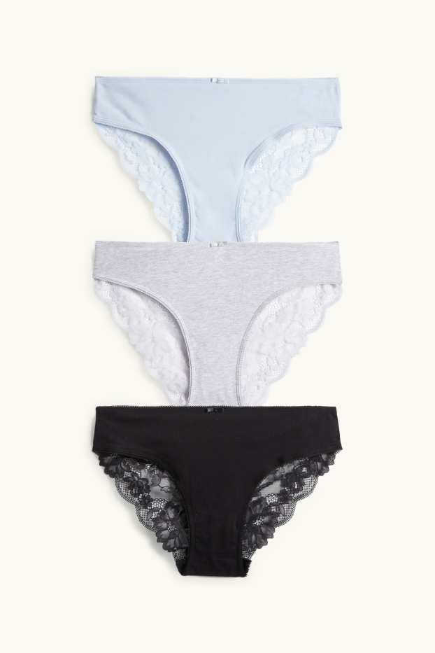 Femmes - Lot de 3 - culottes - bleu clair