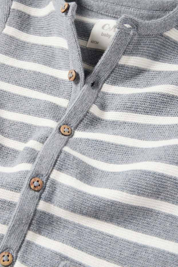 Neonati - Tutina in maglia neonati - a righe - grigio scuro / bianco
