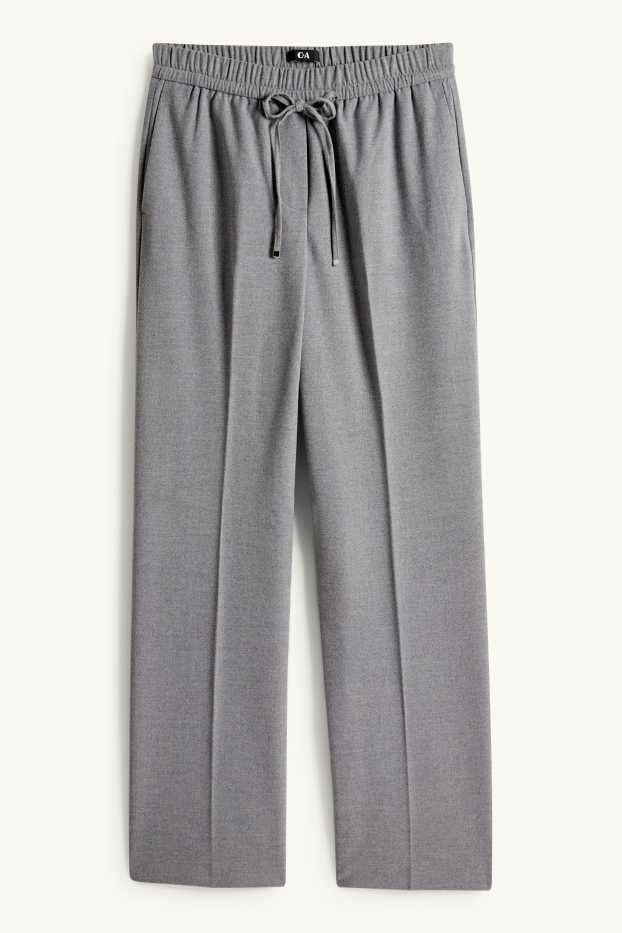 Damen - Stoffhose - Mid Waist - Wide Leg - grau