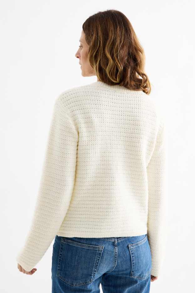 Femmes - Gilet en maille - finition texturée - crème