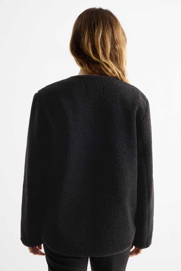 Donna - Giacca effetto peluche - nero