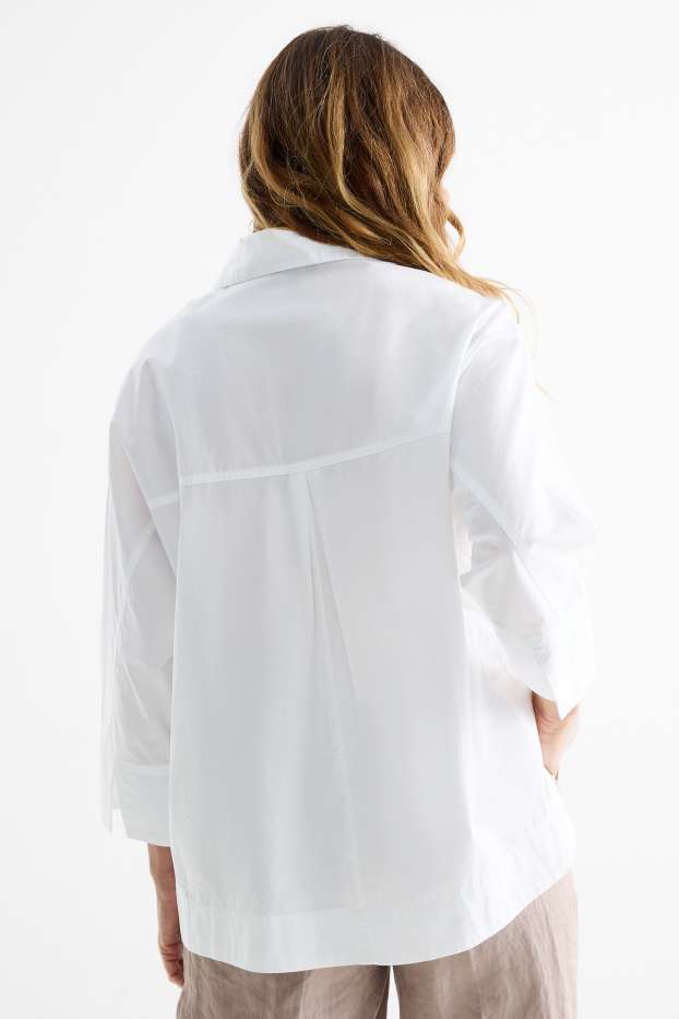 Donna - Blusa con scollo a V - bianco