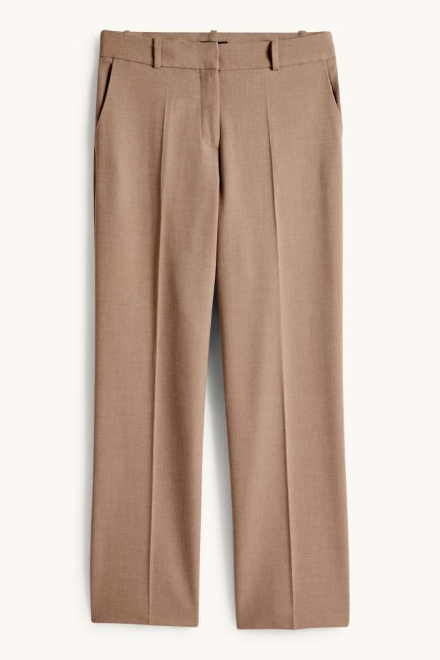 Femei - Pantaloni office - talie medie - wide leg - taupe