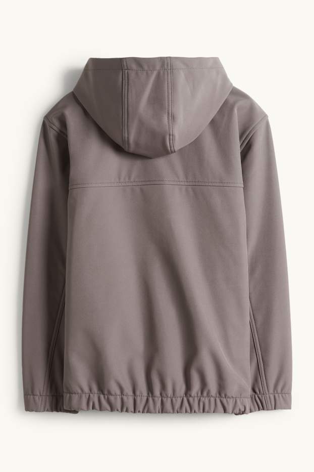 Kinder Buben - Softshelljacke mit Kapuze - wasserdicht - dunkelgrau