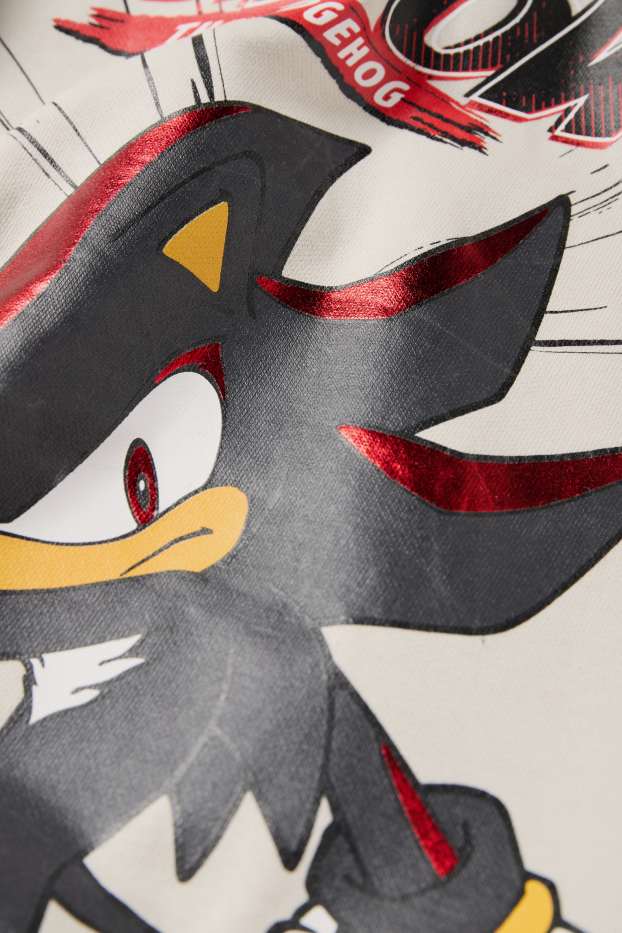 Enfants garçons - Sonic - sweat à capuche - effet brillant - beige clair