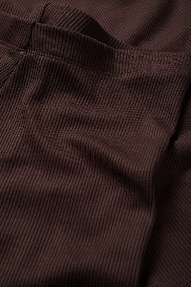 Femmes - Pantalon de jogging - finition côtelée - marron foncé