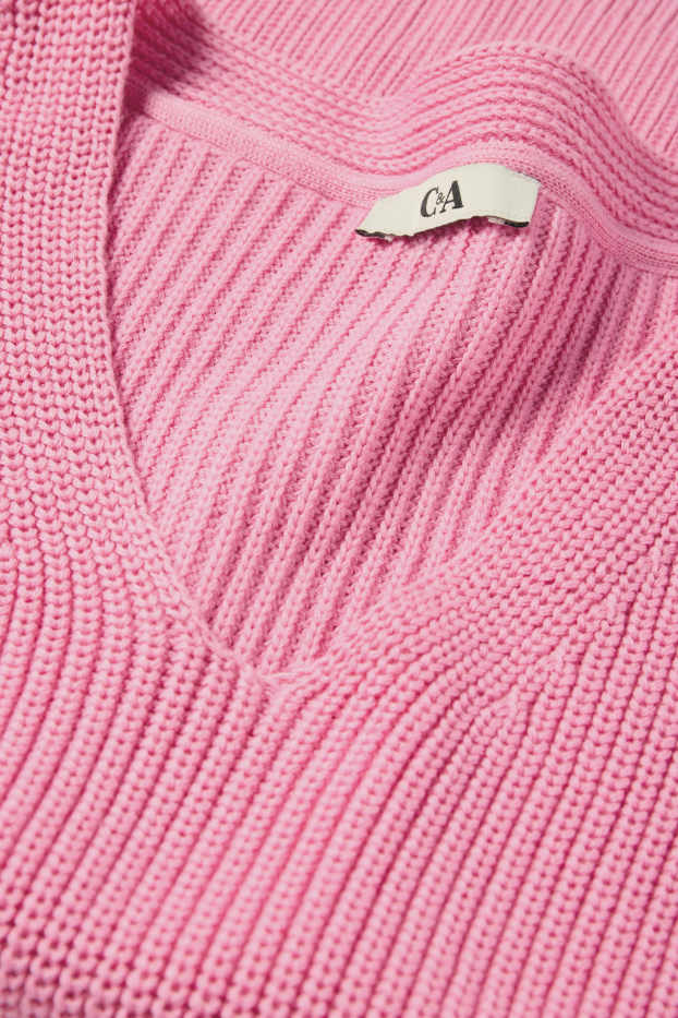Damen - Strickpullover - kurzarm - pink