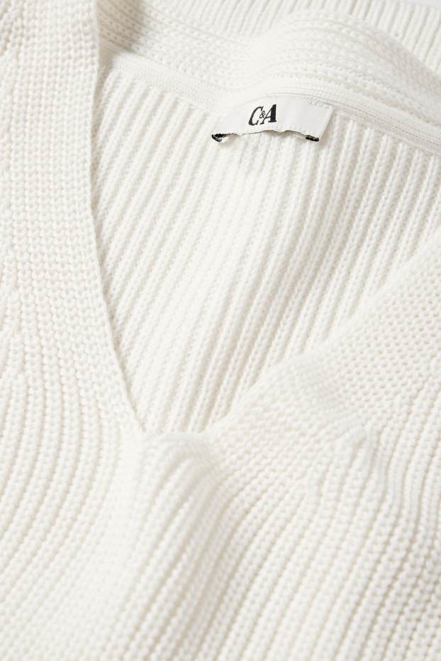 Femmes - Pull en maille - manches courtes - blanc