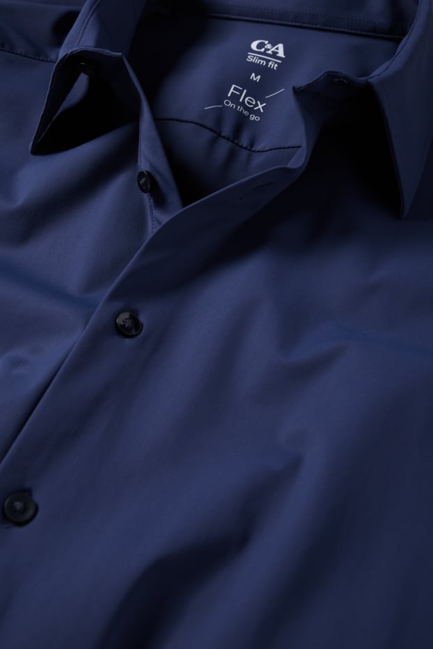 Men - Business shirt - slim fit - Kent collar - Flex - dark blue
