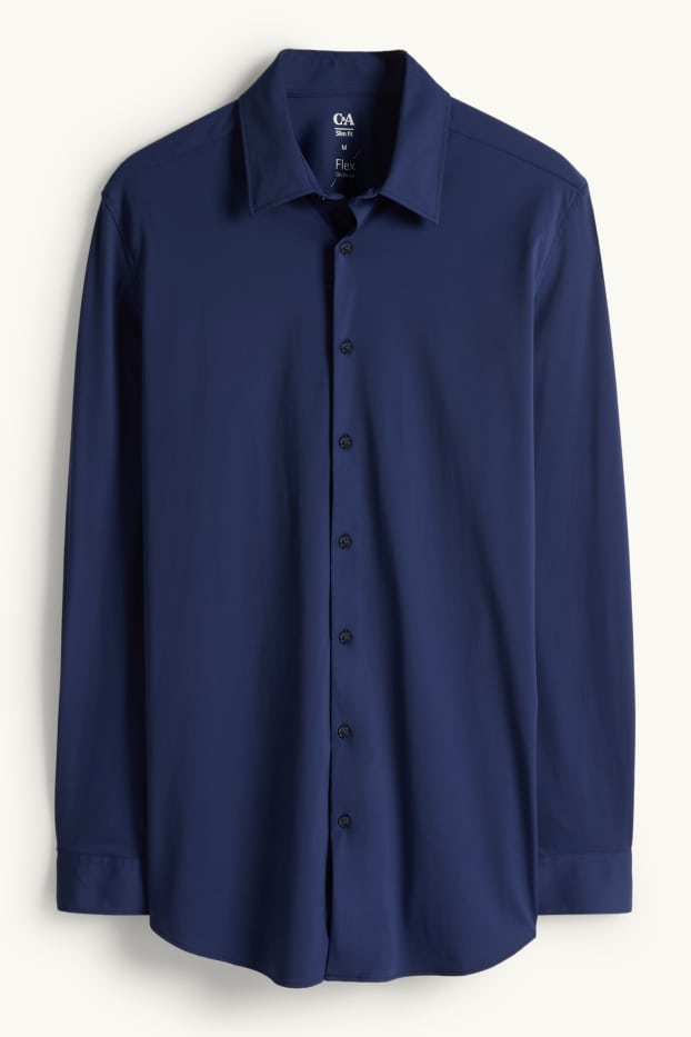 Men - Business shirt - slim fit - Kent collar - Flex - dark blue