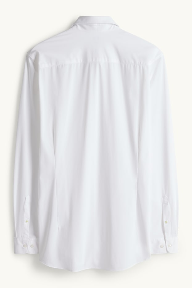 Hommes - Chemise de bureau - slim fit - col kent - Flex - blanc