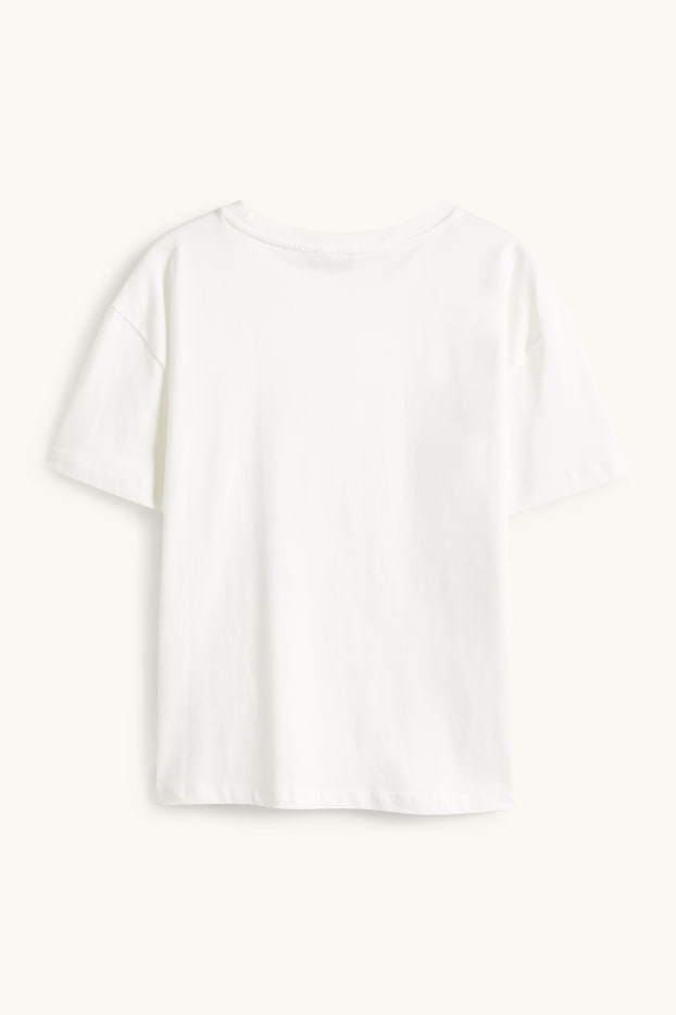 Damen - T-Shirt - Regular Fit - Glanz-Effekt - weiß