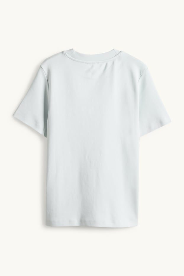 Dámské - Tričko se štrasovými kamínky - regular fit - světle tyrkysová