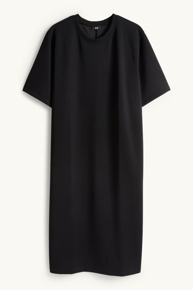 Women - T-shirt dress - straight fit - black