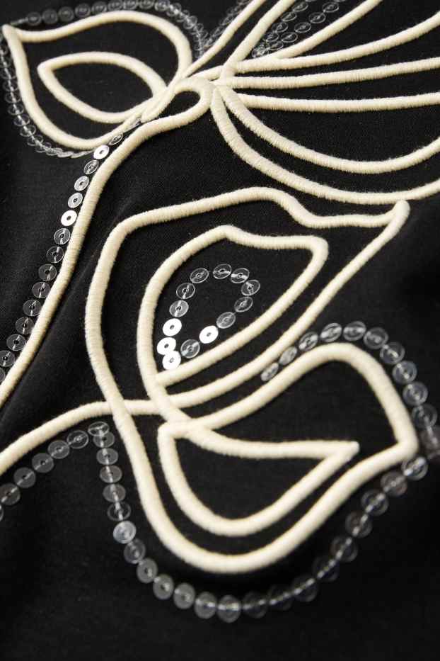 Donna - T-shirt - relaxed fit - effetto brillante - nero