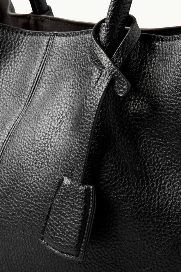 Femmes - Grand cabas à bandoulière amovible - matière synthétique - noir