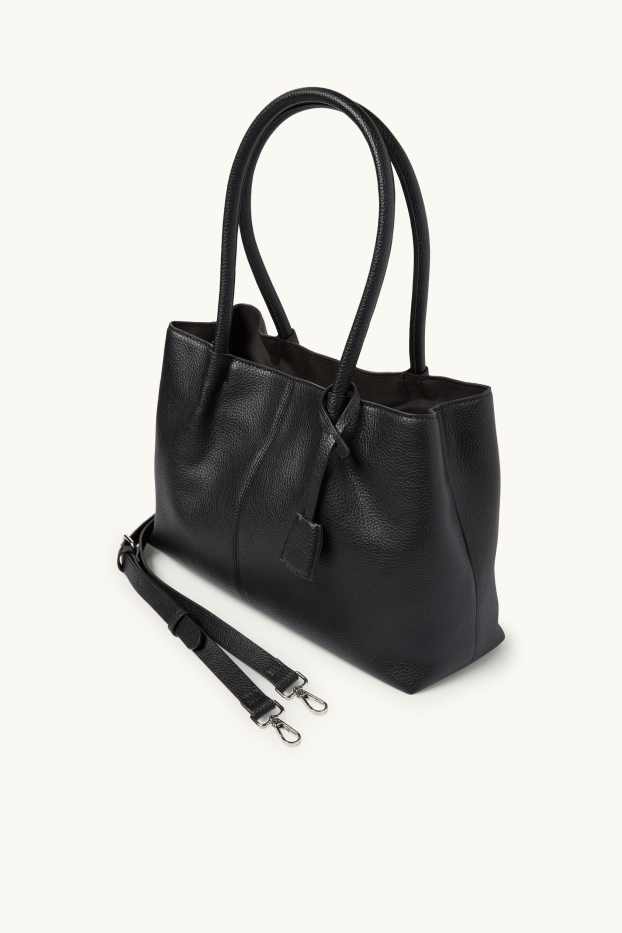 Femmes - Grand cabas à bandoulière amovible - matière synthétique - noir