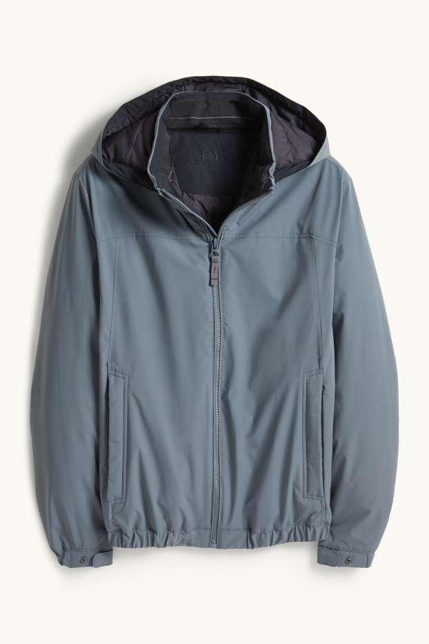 Hommes - Veste à capuche - doublée - finition déperlante - gris