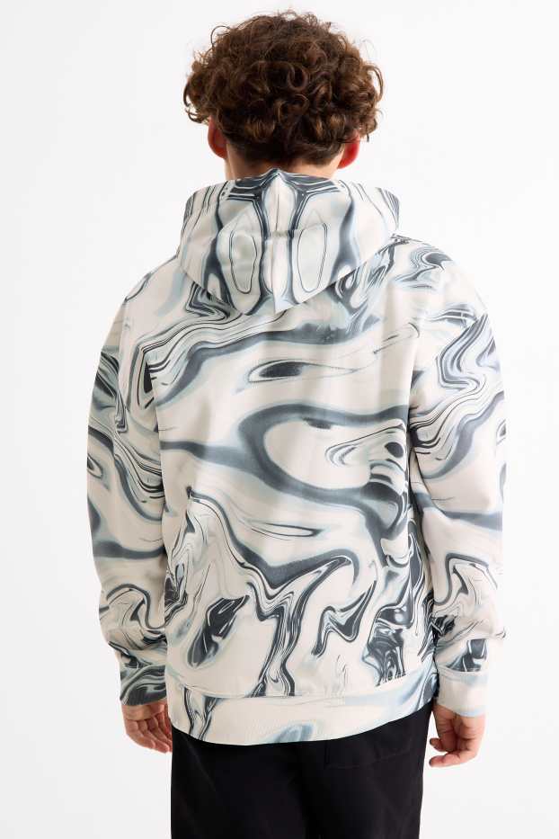 Kinder Buben - Gaming - Hoodie - gemustert - cremeweiß