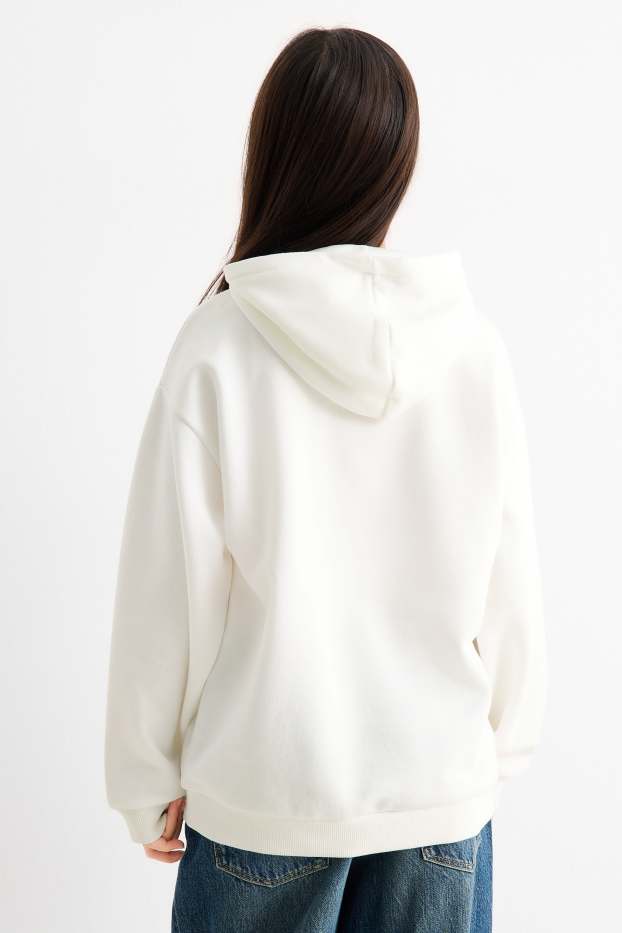 Děti - dívky - Kuromi - mikina s kapucí - s třpytivými efekty - bílá