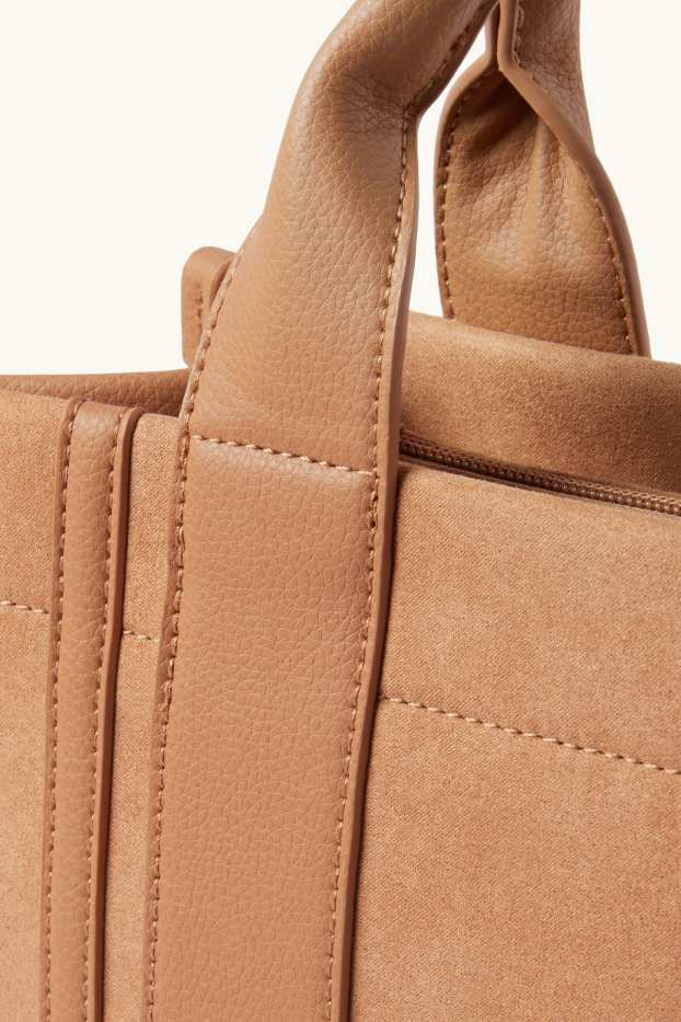 Donna - Shopper piccola con spallaccio staccabile - similpelle - marrone chiaro