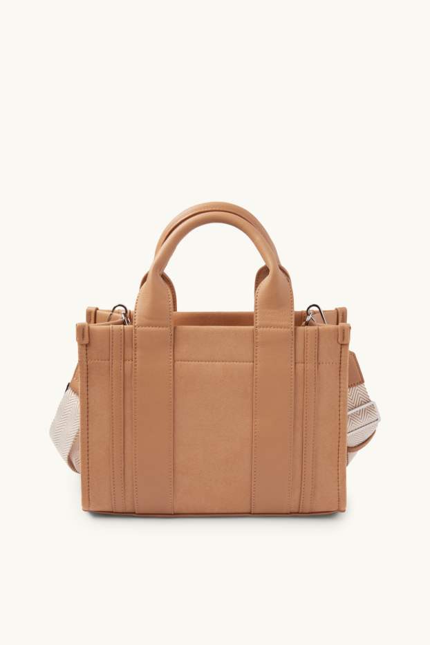 Donna - Shopper piccola con spallaccio staccabile - similpelle - marrone chiaro