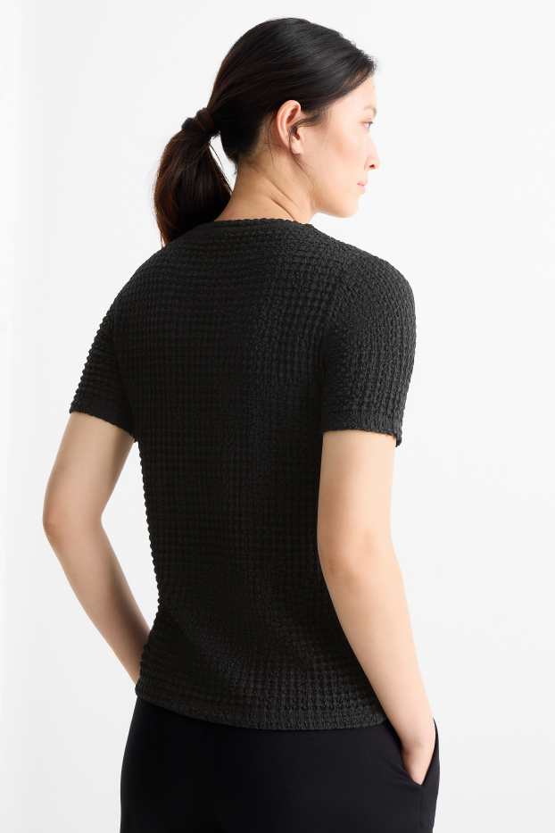 Femei - Tricou - regular fit - structurat - negru