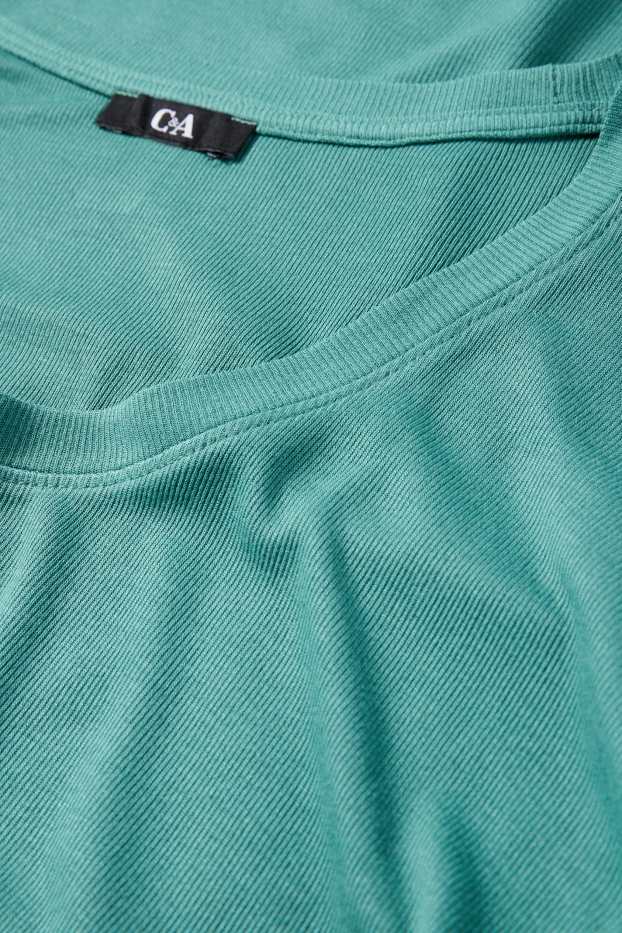 Donna - T-shirt - relaxed fit - a coste - turchese