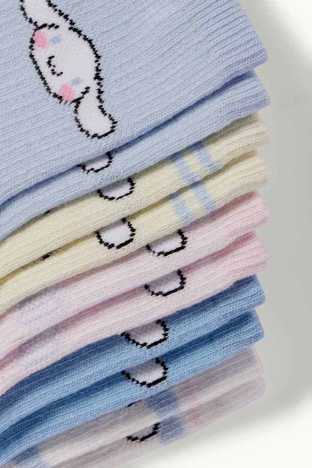 Enfants filles - Lot de 5 paires - Cinnamoroll - chaussettes de tennis à motif - rose / bleu