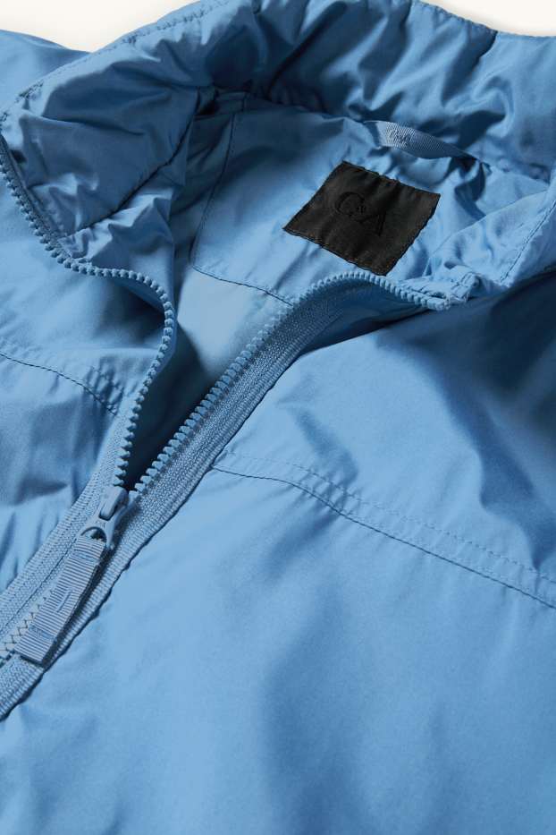 Heren - Blouson met capuchon - waterafstotend - lichtblauw