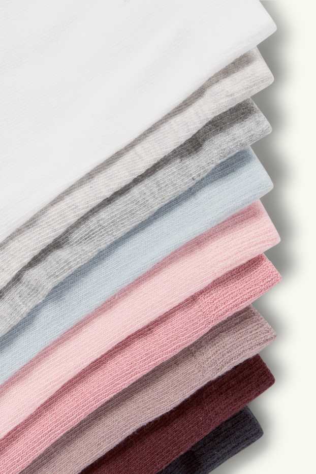 Femmes - Lot de 10 paires - chaussettes - blanc / rose