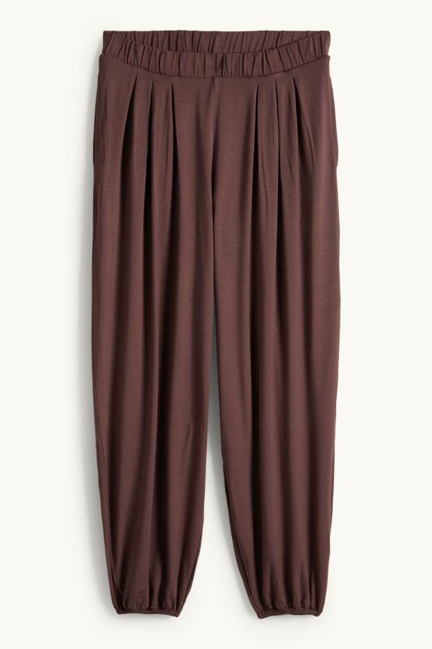 Damen - Jersey-Hose - Mid Waist - braun