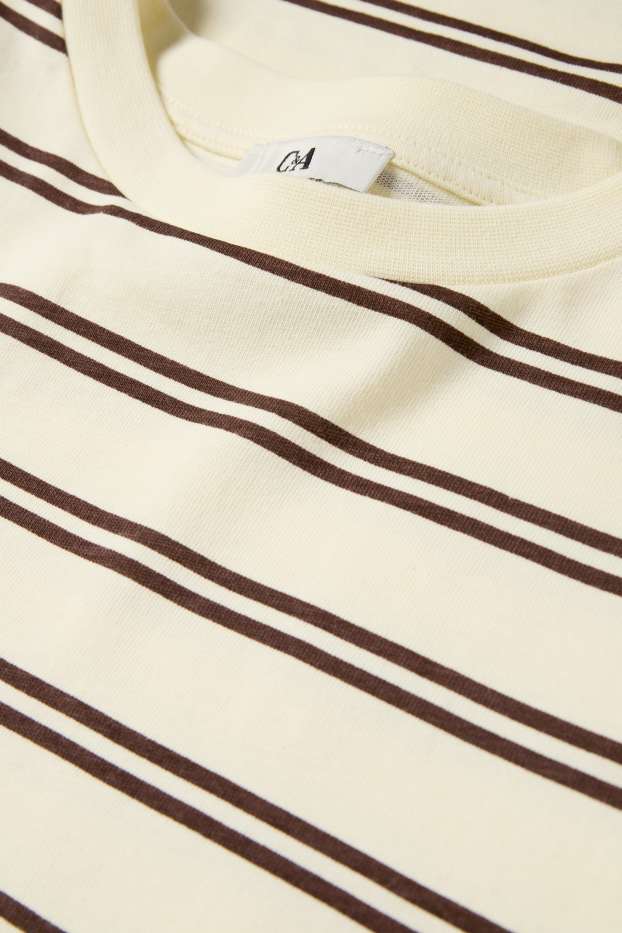 Dames - Longsleeve - oversized - gestreept - lichtgeel