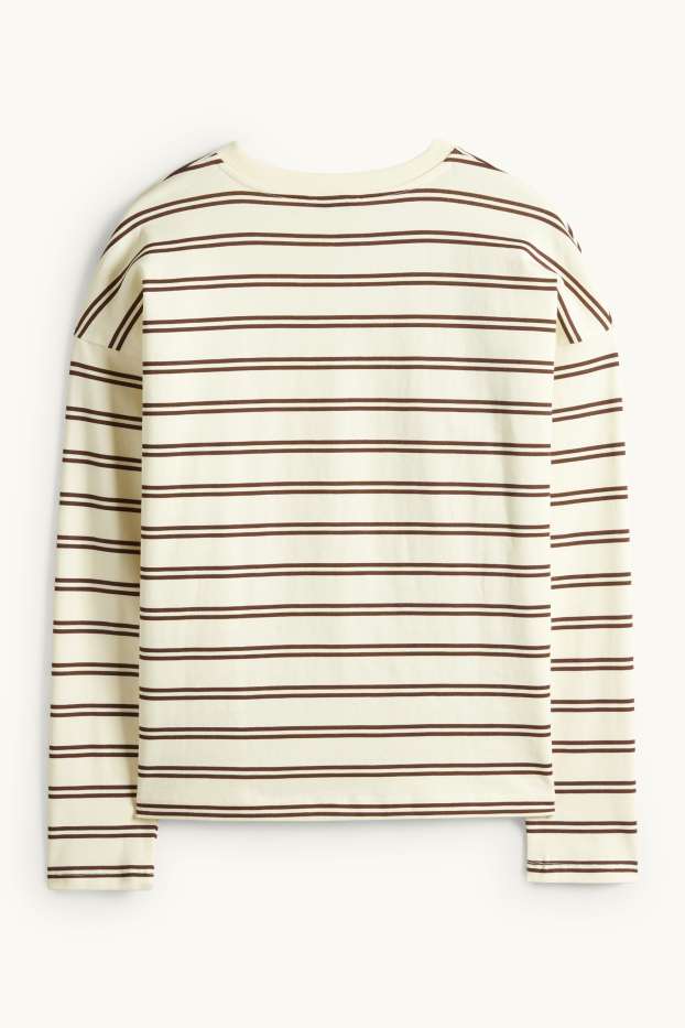 Dames - Longsleeve - oversized - gestreept - lichtgeel