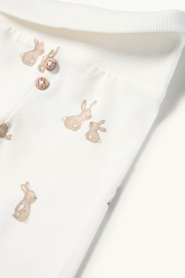 Unisex - Zajíčci - kalhoty pro novorozence - krémově bílá