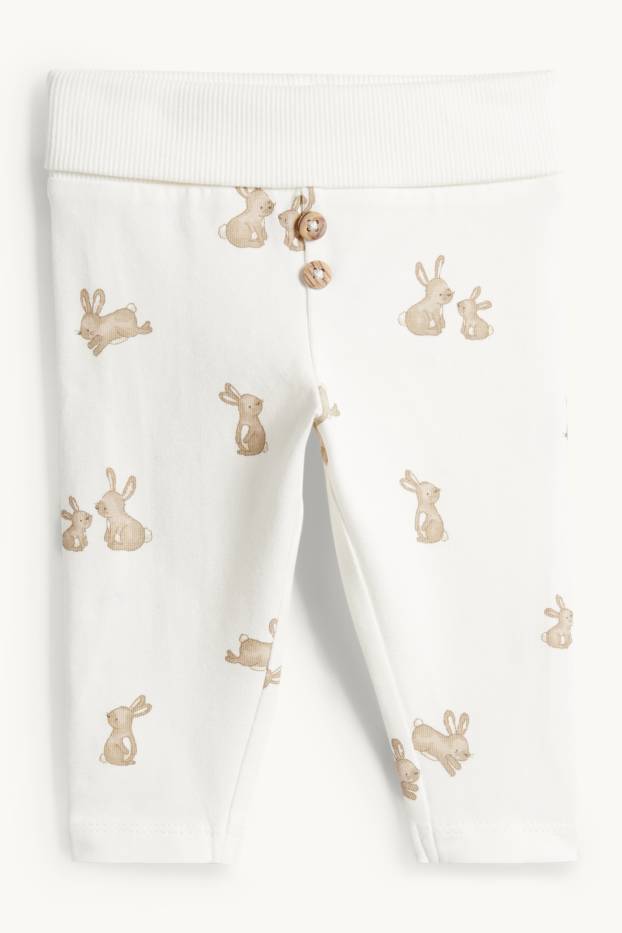 Unisex - Zajíčci - kalhoty pro novorozence - krémově bílá