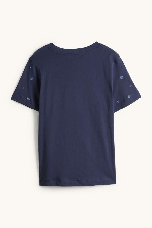 Dámské - Tričko - regular fit - se vzorem - tmavomodrá