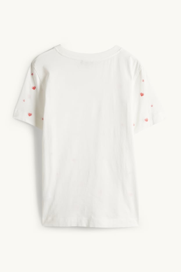 Dámské - Tričko - regular fit - se vzorem - bílá/červená