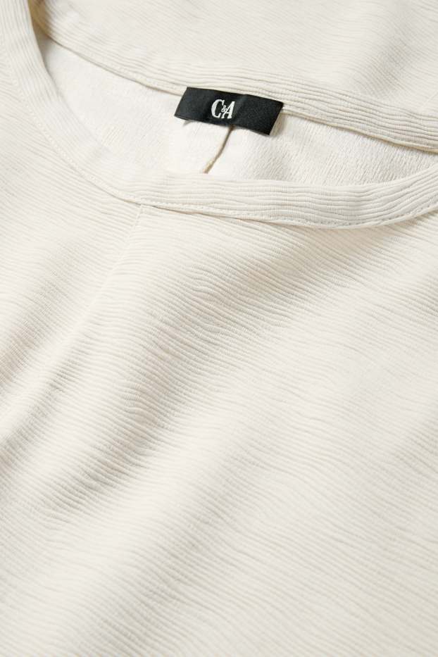 Damen - Sweatshirt - gerippt - hellbeige