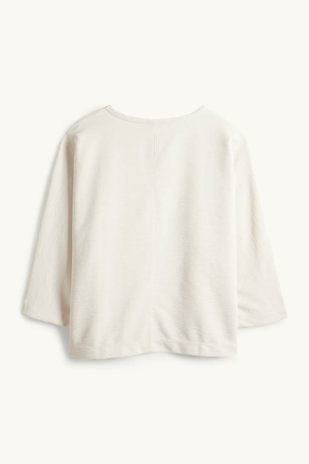 Damen - Sweatshirt - gerippt - hellbeige