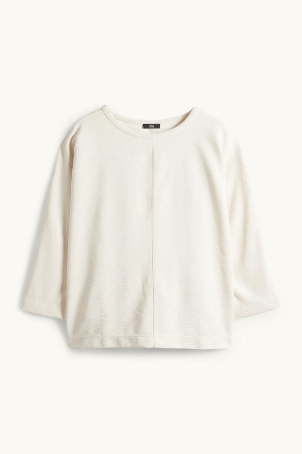 Damen - Sweatshirt - gerippt - hellbeige