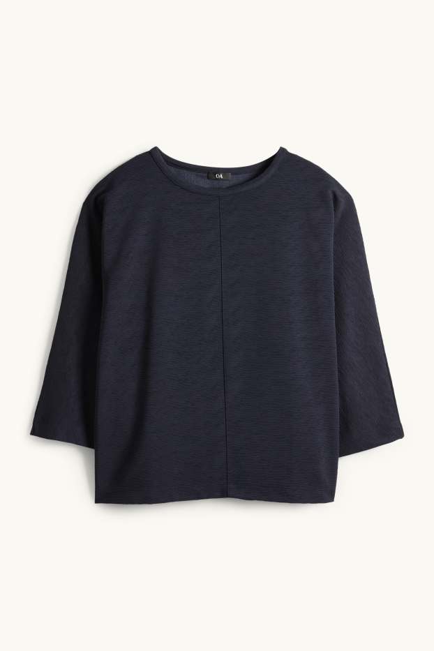 Damen - Sweatshirt - gerippt - dunkelblau