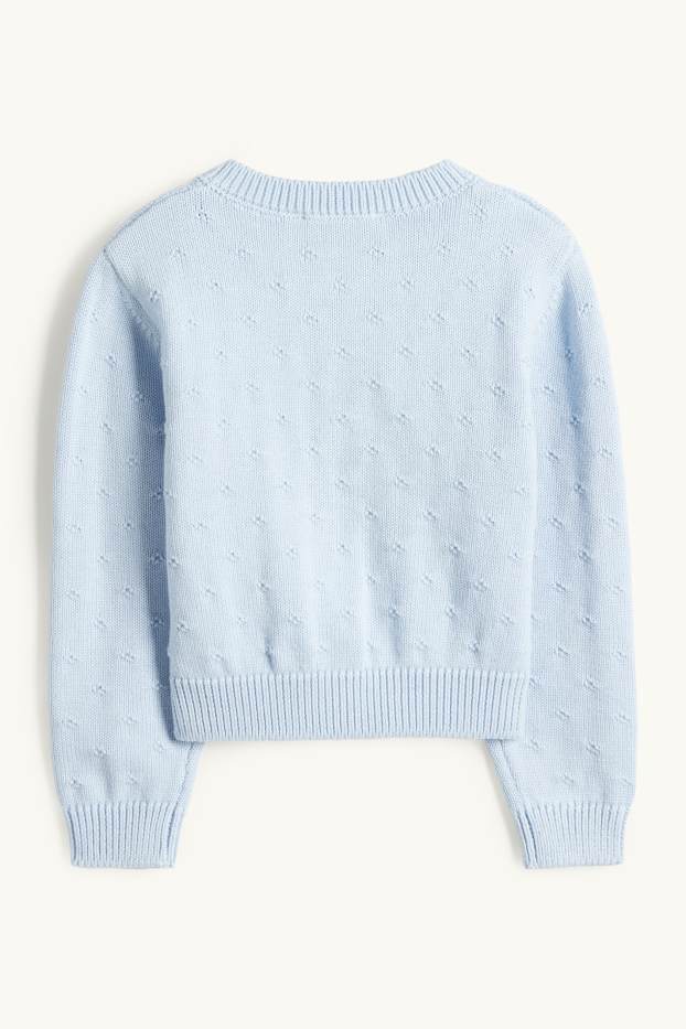 Enfants filles - Gilet en maille - finition texturée - bleu clair