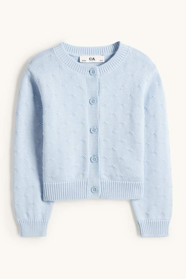 Enfants filles - Gilet en maille - finition texturée - bleu clair