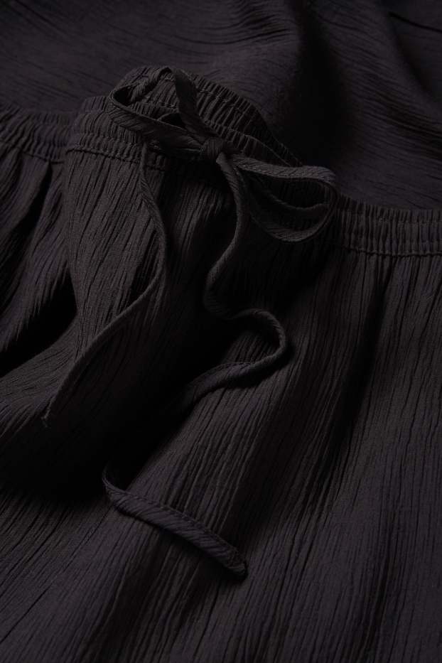 Damen - Stoffhose - Mid Waist - Wide Leg - schwarz