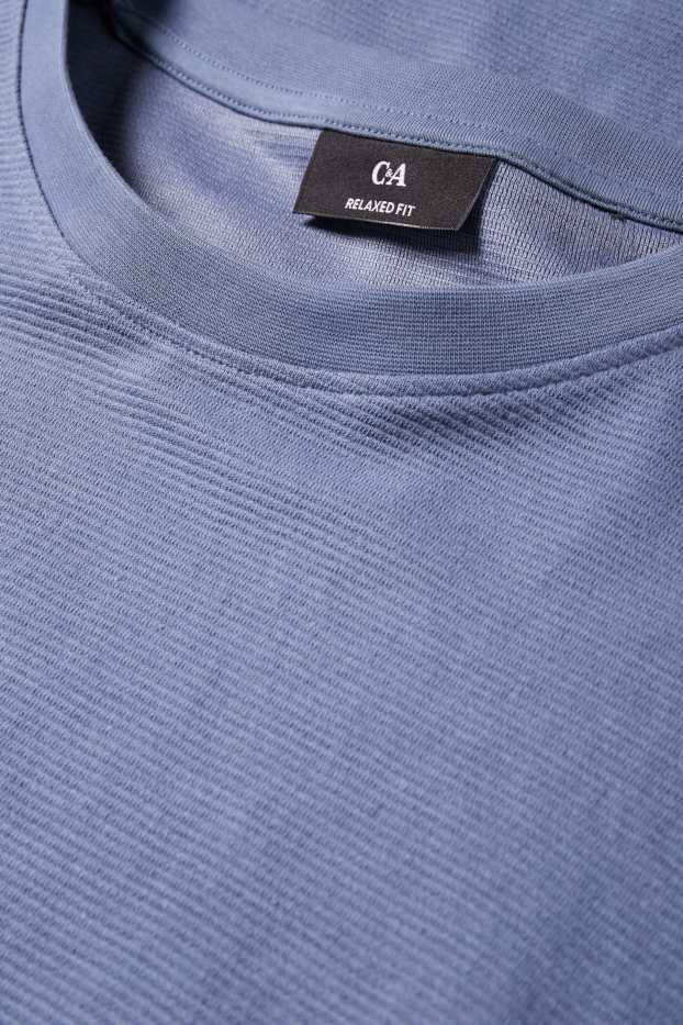 Herren - T-Shirt - Relaxed Fit - gerippt - blau