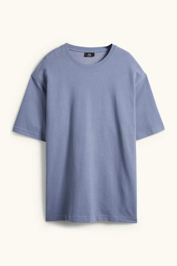 Herren - T-Shirt - Relaxed Fit - gerippt - blau