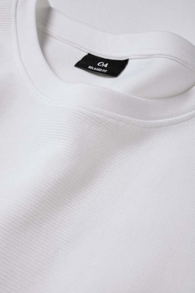 Herren - T-Shirt - Relaxed Fit - gerippt - weiss
