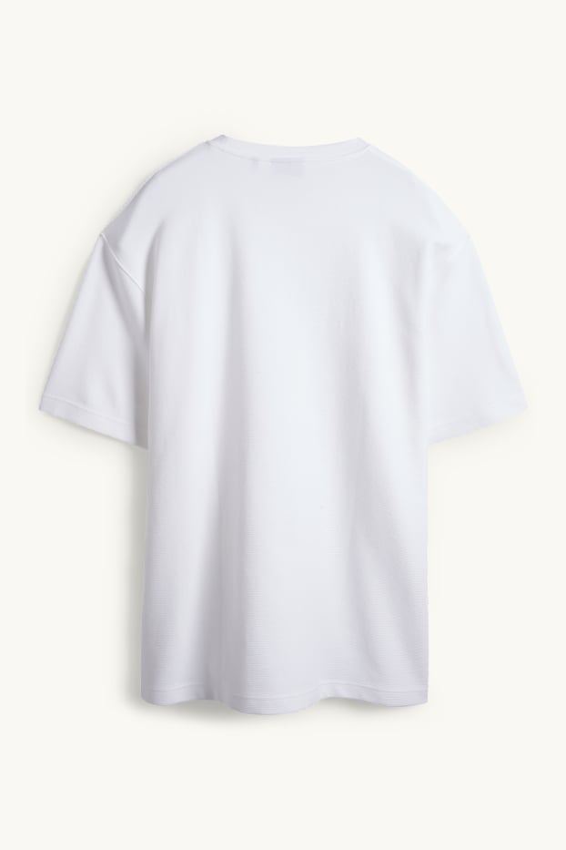 Herren - T-Shirt - Relaxed Fit - gerippt - weiss