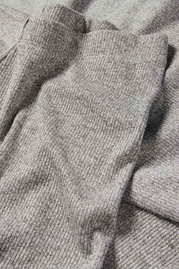 Damen - Jogginghose - gerippt - grau-melange